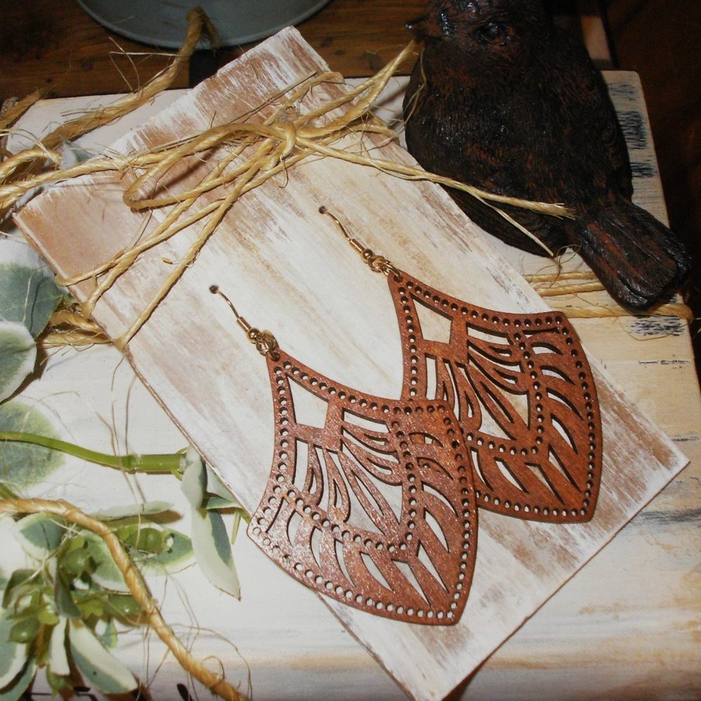 Wood Cut Out Dangle Earrings